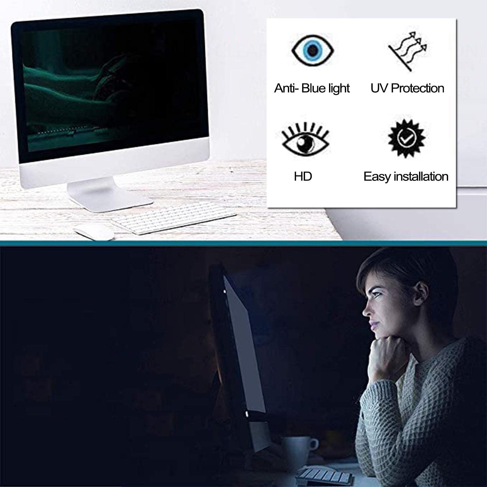 LIGUOYI Colgando 12.5-27 In Filtro De Privacidad Premium, Filtro De Pantalla Antis Luz Azul, Antis-Reflejos, Antis UV Protector De Pantalla para Pantalla Ordenador, Computadora Portátil