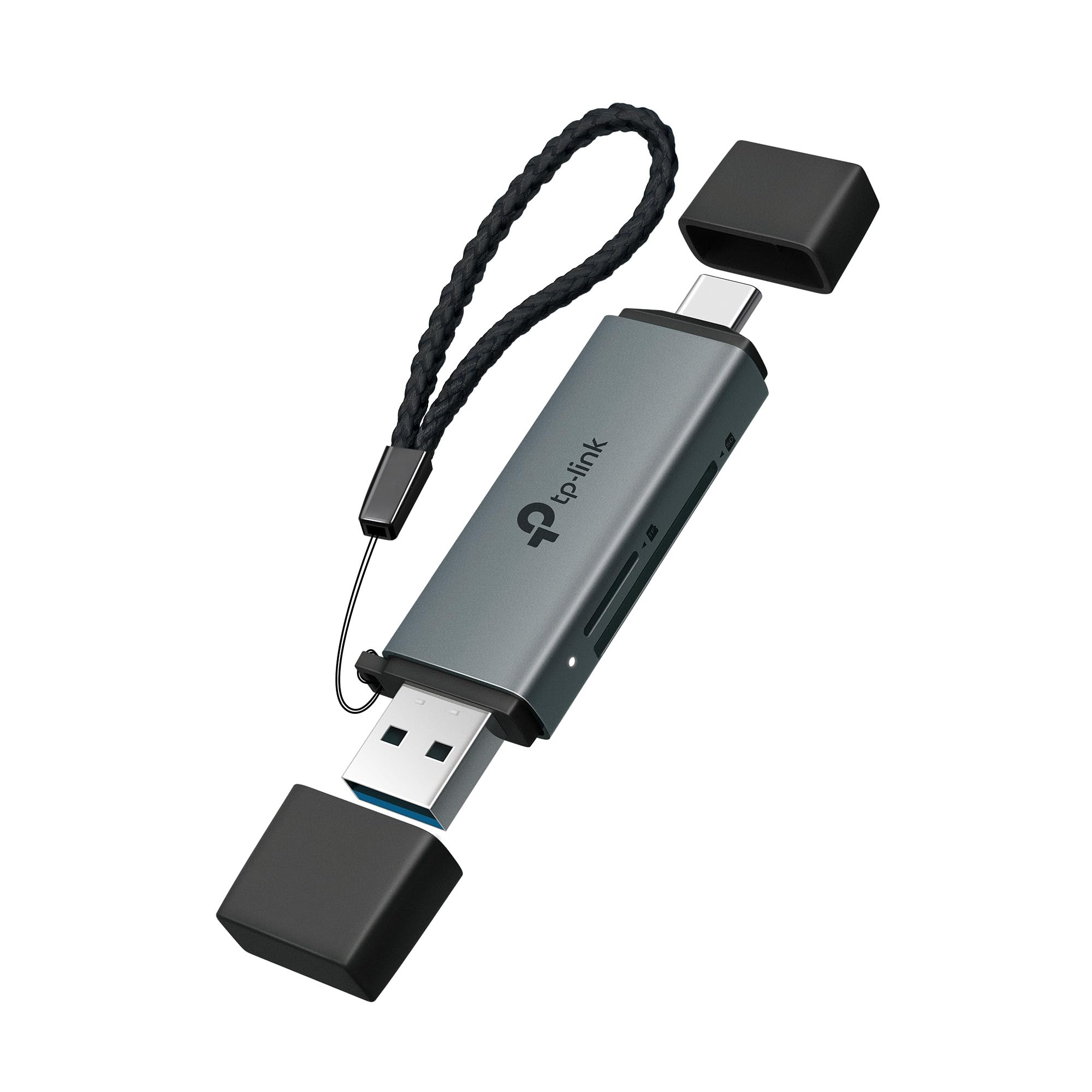 TP-Link Czytnik kart SD, czytnik kart pamięci USB 3.0 typu C i A, 2 w 1, do kart pamięci SD/Micro SD/SDHC/SDXC, szybki transfer danych, Plug & Play z systemami Windows, macOS, iPadOS, Android i Chrome