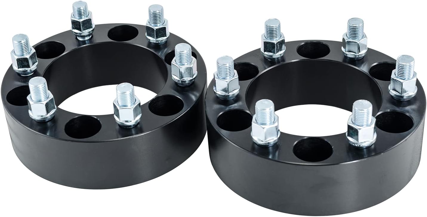 Hex Autoparts 2pcs 2" 6x5.5 to 6x5.5 Wheel Spacers Adapters Compatible with Chevy Chevrolet Avalanche Silverado Suburban Tahoe GMC Sierra Yukon M14x1.5 (Black)
