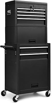 S AFSTAR 6-Drawer Rolling Tool Chest, High Capacity Tool Storage Cabinet with Wheels and Locking System, Removable Toolbox Organizer with Sliding Drawers Black