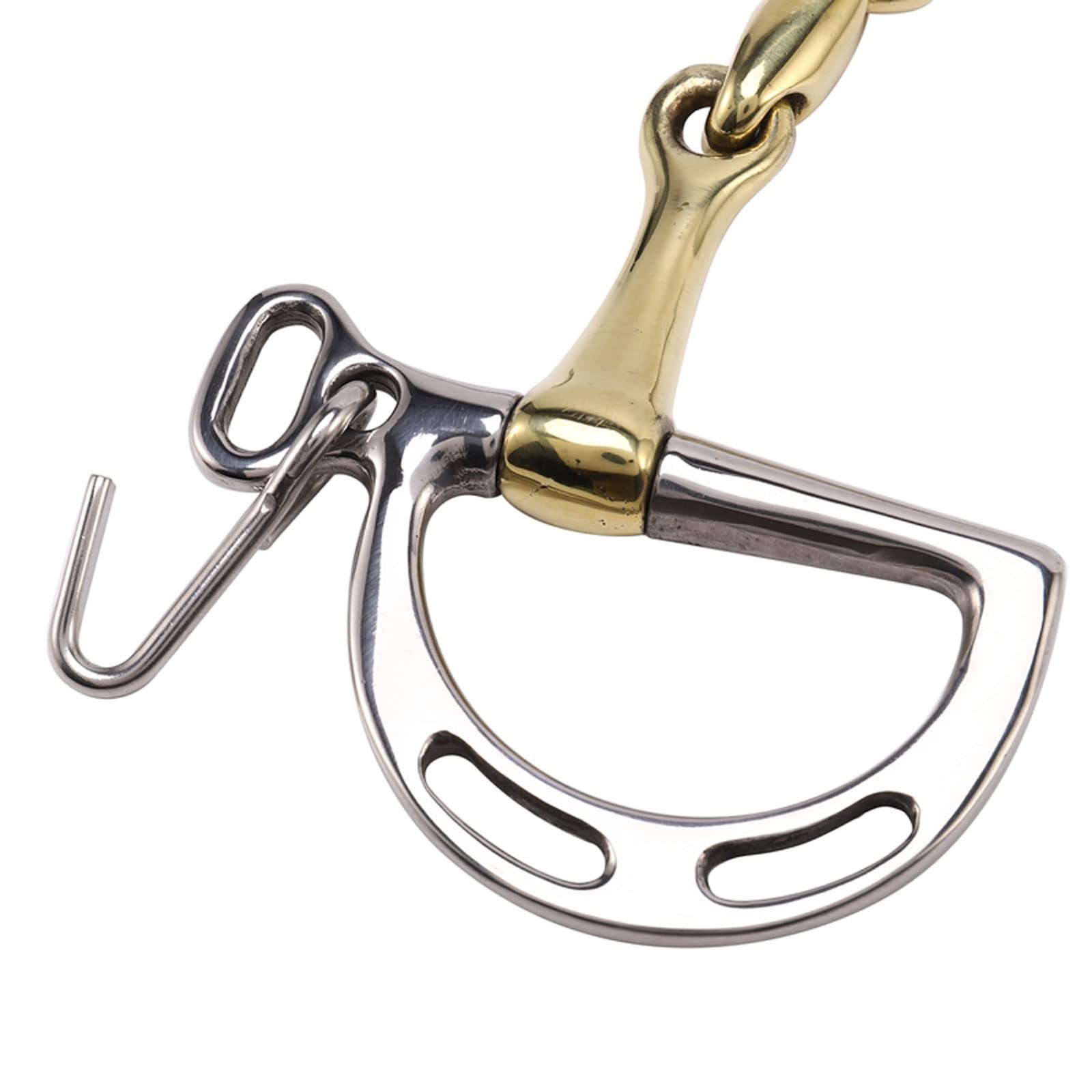 Wygwlg Rodillo de Boca de masticación de Caballo de bajo apalancamiento de Boca de Acero Inoxidable, Boca articulada sólida con Cadena de Gancho Binocular Caballo (Color : Silver, Size : 13.2cm)