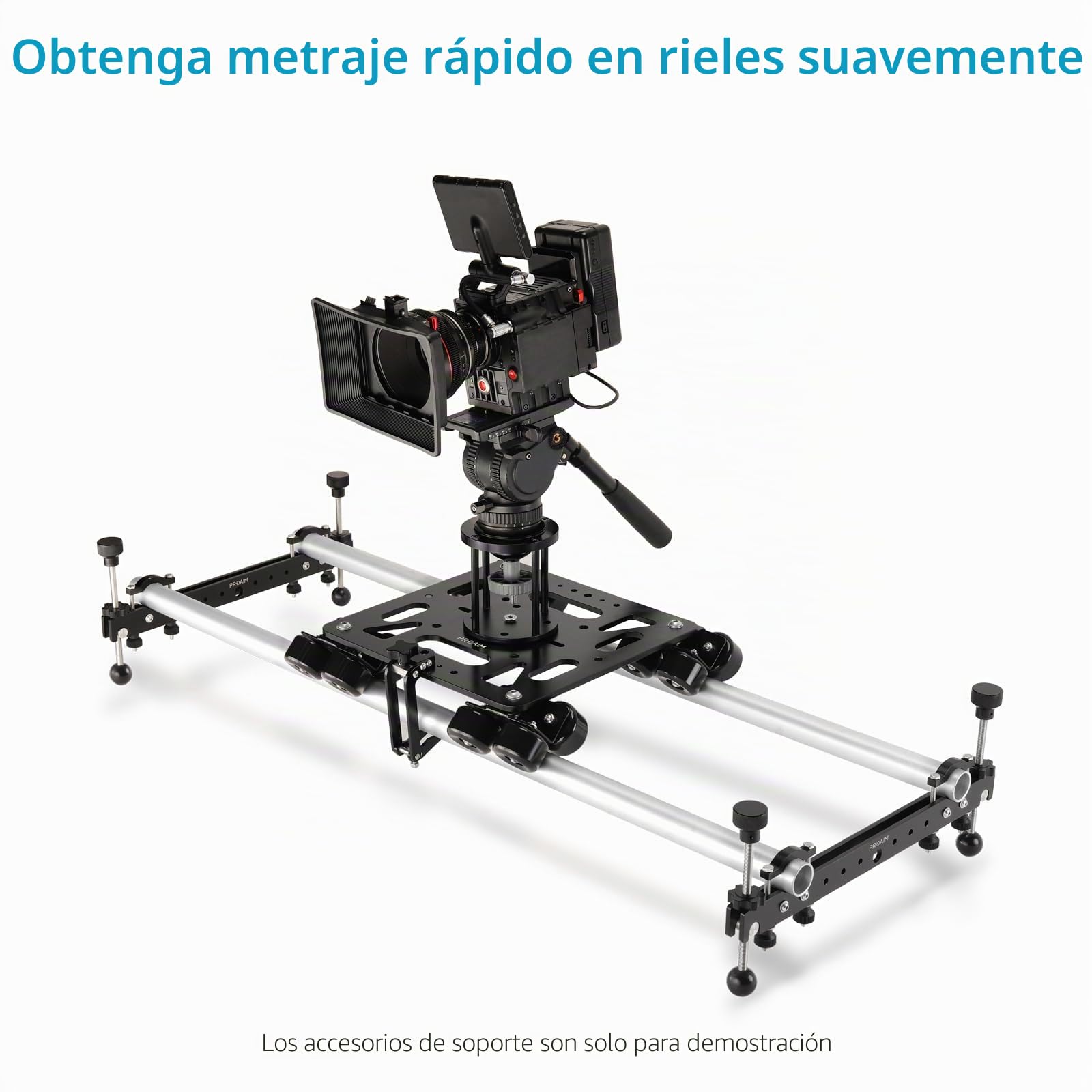 Dolly Deslizante PROAIM Breeza de Aluminio con Extremos de riel, 100 kg | Slider de aluminio CNC con 16 ruedas flotantes; suave en rieles rectos o curvos, montajes Mitchell, 75 y 100 mm
