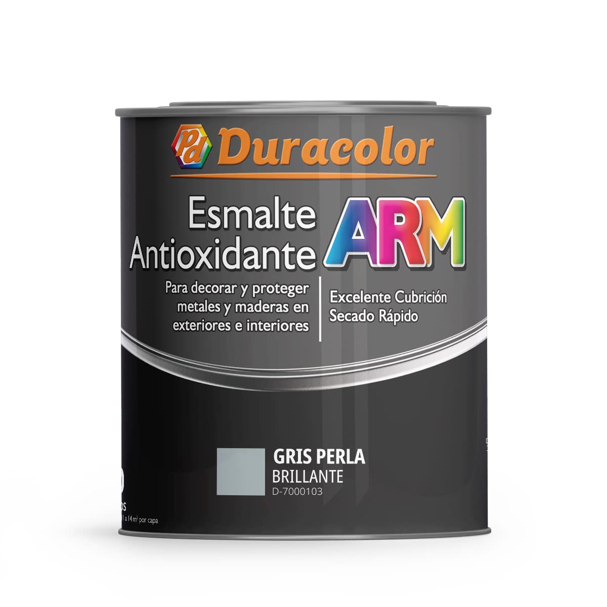 Esmalte Antioxidante ARM - Color Gris Perla - 750 ml - Superficie Exterior e Interior - Acabado Brillante y de Rápido Secado - Excelente Dureza y Resistencia - Duracolor