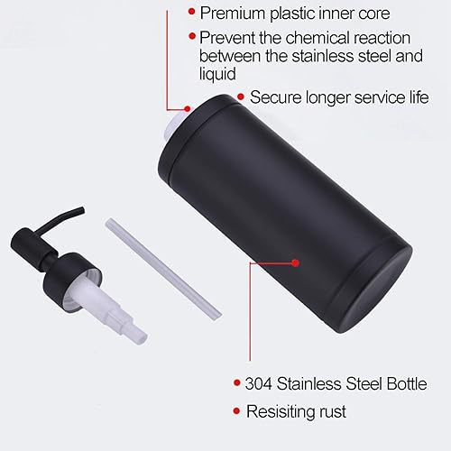 Miniatura 8 de Dispensador de jabón dorado, dispensador de jabón completo de acero inoxidable para encimera, botella líquida Prime de 10.1 fl oz para cocina y