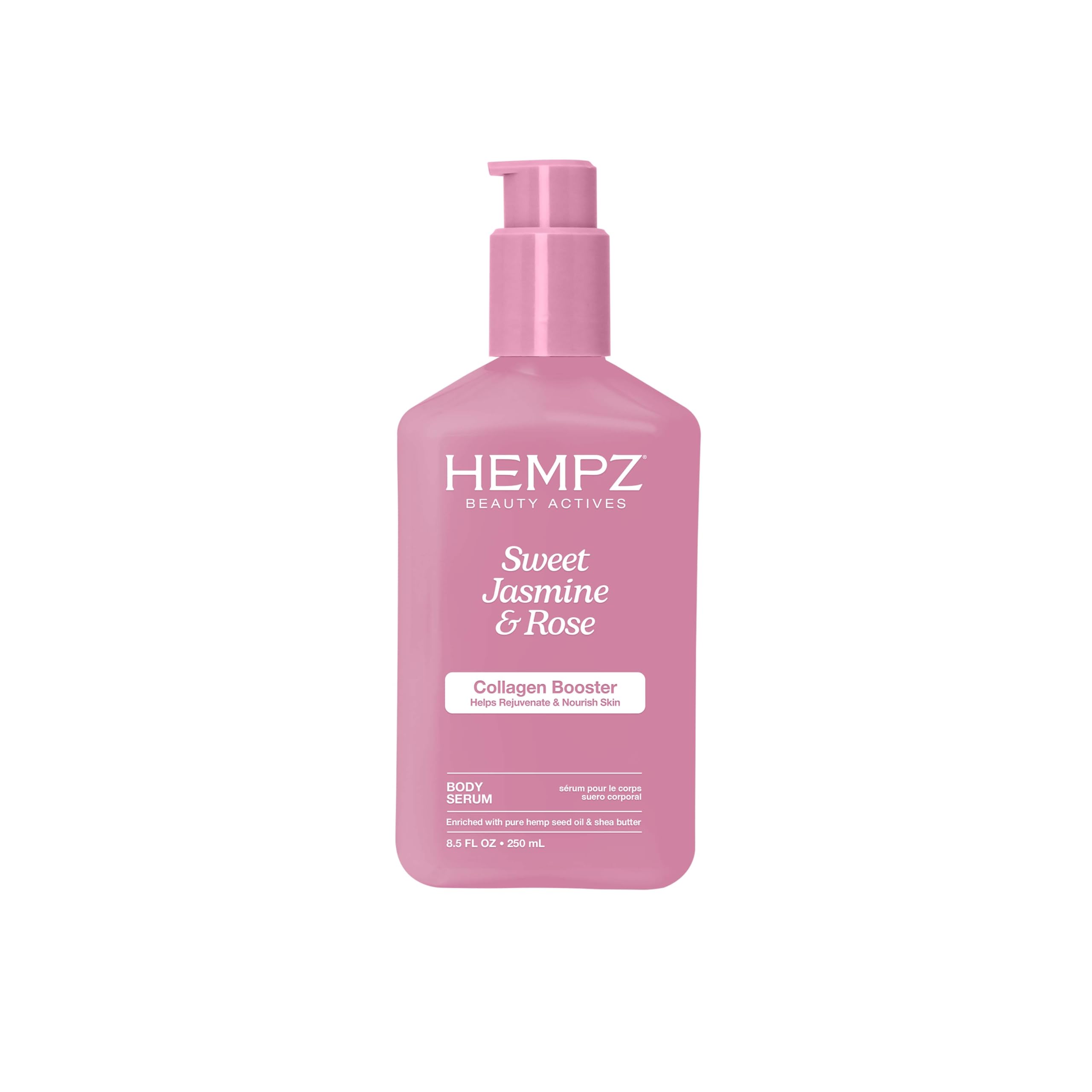 Hempz Sweet Jasmine & Rose Body Serum with Collagen Booster, Light weight, Fast Absorbing Cream Gel, 8.5 fl.oz., Sweet Jasmine & Rose, 8.5 Fl Oz (Pack of 1)