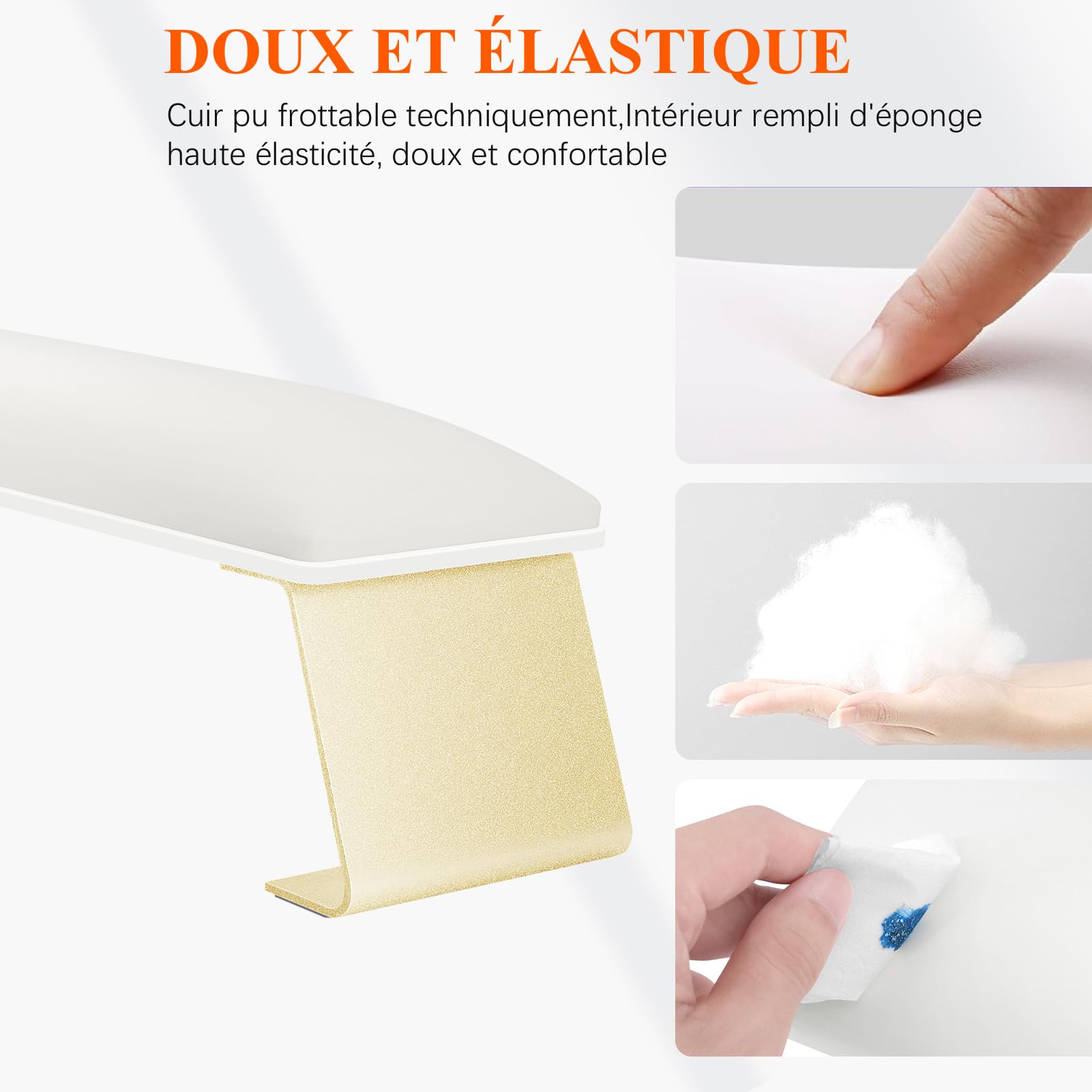 Manicura de mano, el esmalte de uñas se puede limpiar y reposar a mano, profesional almohada de mano para reposamanos de uñas, cojín de manicura y reposamanos para manicura (blanco)