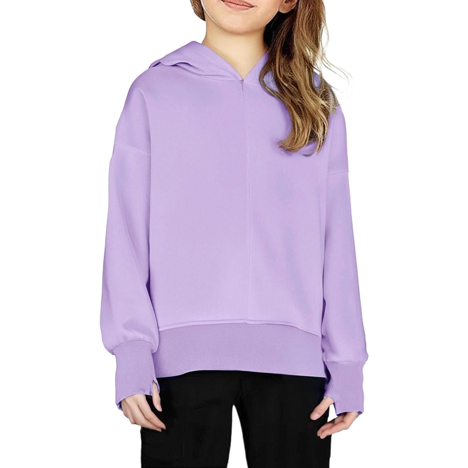 Sudadera informal de manga larga para niñas, de gran tamaño, clásica, lisa, cómoda, suave, para otoño e invierno, para la escuela, a la moda