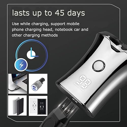 Miniatura 4 de Wiasihsy - Cuchillo de afeitar eléctrico para hombre afeitadora de viaje para hombre afeitadora giratoria de doble uso para hombre se puede cargar y
