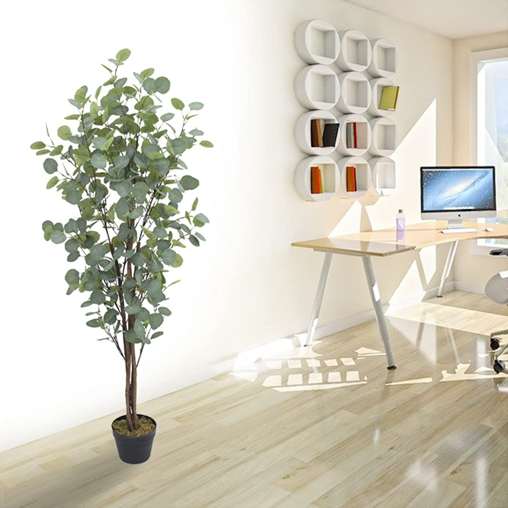 Eucalyptus Plante Arbre Artificielle Plastique 140 cm Decovego