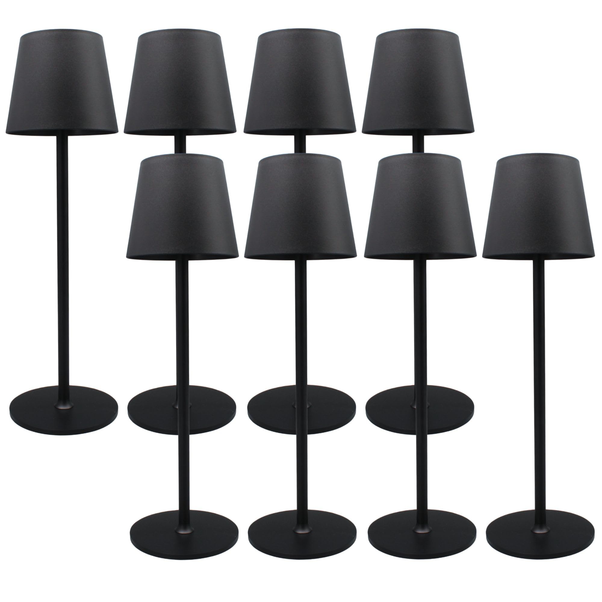 Nell LED Tischlampe Kabellos | 1800mAh Akku Wiederaufladbar | USB-C Ladeanschluss | IP54 Wassergeschützt | Dimmbar & 3 Farbtemperaturen | Für Indoor & Outdoor (BLACK, 8, LED)