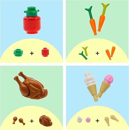 Miniatura 5 de 190 piezas de ladrillos de cocina de supermercado de la ciudad compatibles con las principales marcas, alimentos frutas, helados de manzana,