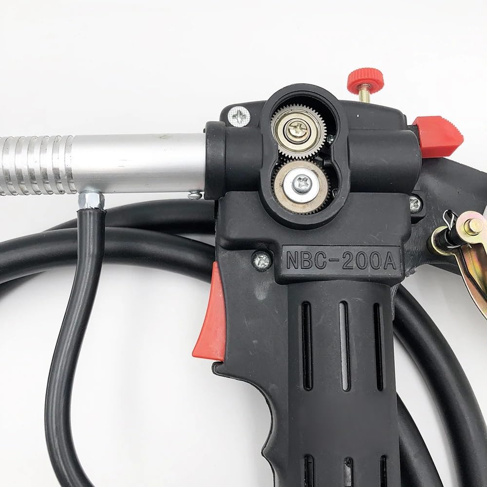 Pistola de carrete NBC200 MIG MAG de 5 metros y 16 pies con alimentador de empuje y cuerpo de nailon de aluminio y rodillo dentado, antorcha de soldadura NBC-200 NBC-200A