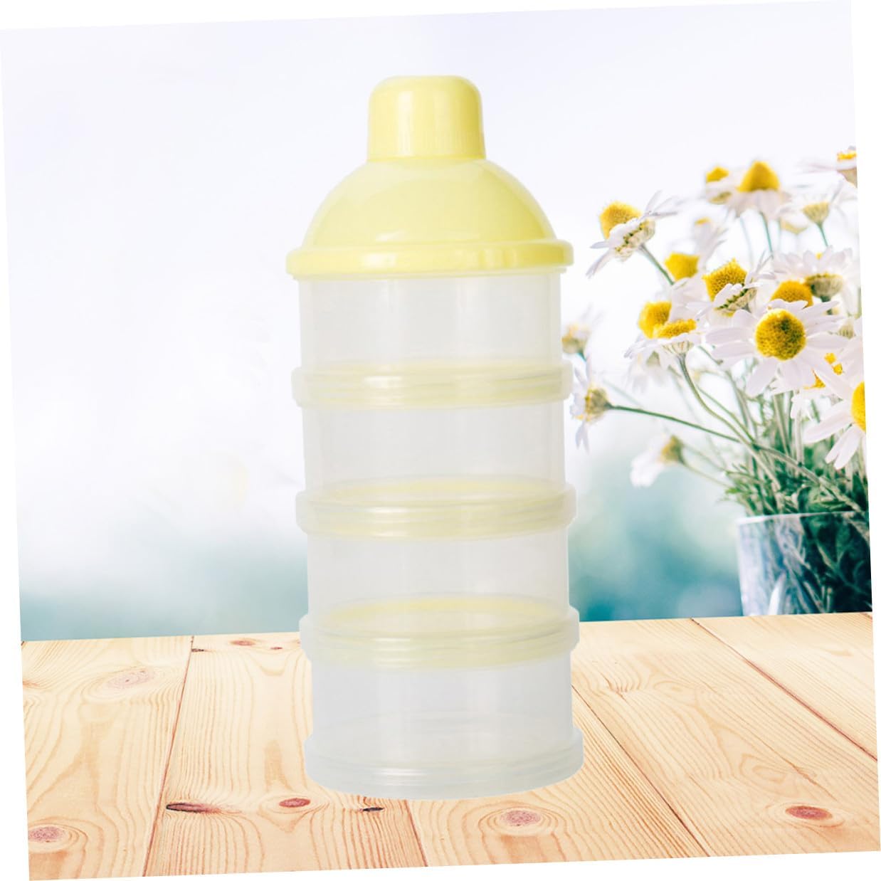 Portable Formula Dispenser Stackable Milk Powder Container Travel Snack Storage Box Food-grade PP Material Non-spill Detachable Yellow Organizer for Outdoor Feeding