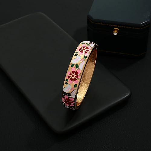 Miniatura 8 de Colorido brazalete esmaltado para mujer, lindo brazalete de cerezo, brazalete abierto con bisagras de resorte