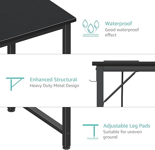 Miniatura 36 de Lufeiya Escritorio para computadora de 40 pulgadas con toma de corriente, mesa de estudio para adolescentes de 39 pulgadas, escritorio de trabajo en