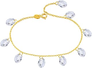Tobillera mujer, Tobillera de Oro 750 Tobillera Oro Amarillo de 18 Quilates (750) Con Cristales Cristales Para Mujer Mujer Oro, 18 karat, Oro de 18 quilates, Crystal