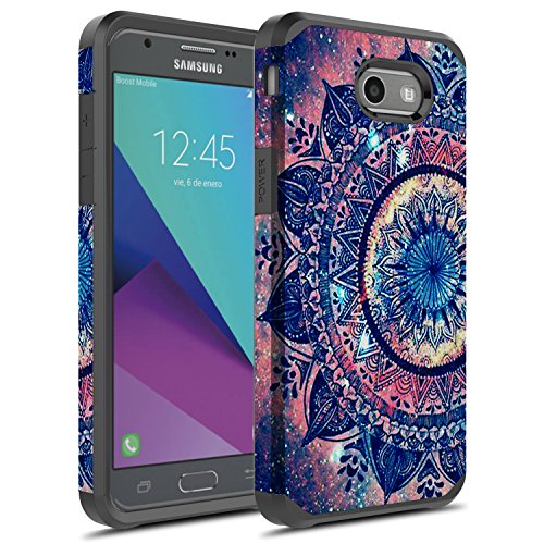 Rosebono J7 V Case, Galaxy J7 Prime Case, Galaxy J7 Sky Pro Case, Galaxy J7 Perx Case, Galaxy Halo Case, Dual Layer Shockproof Hard Cover Graphic Case for SM-J727 (Mandala)