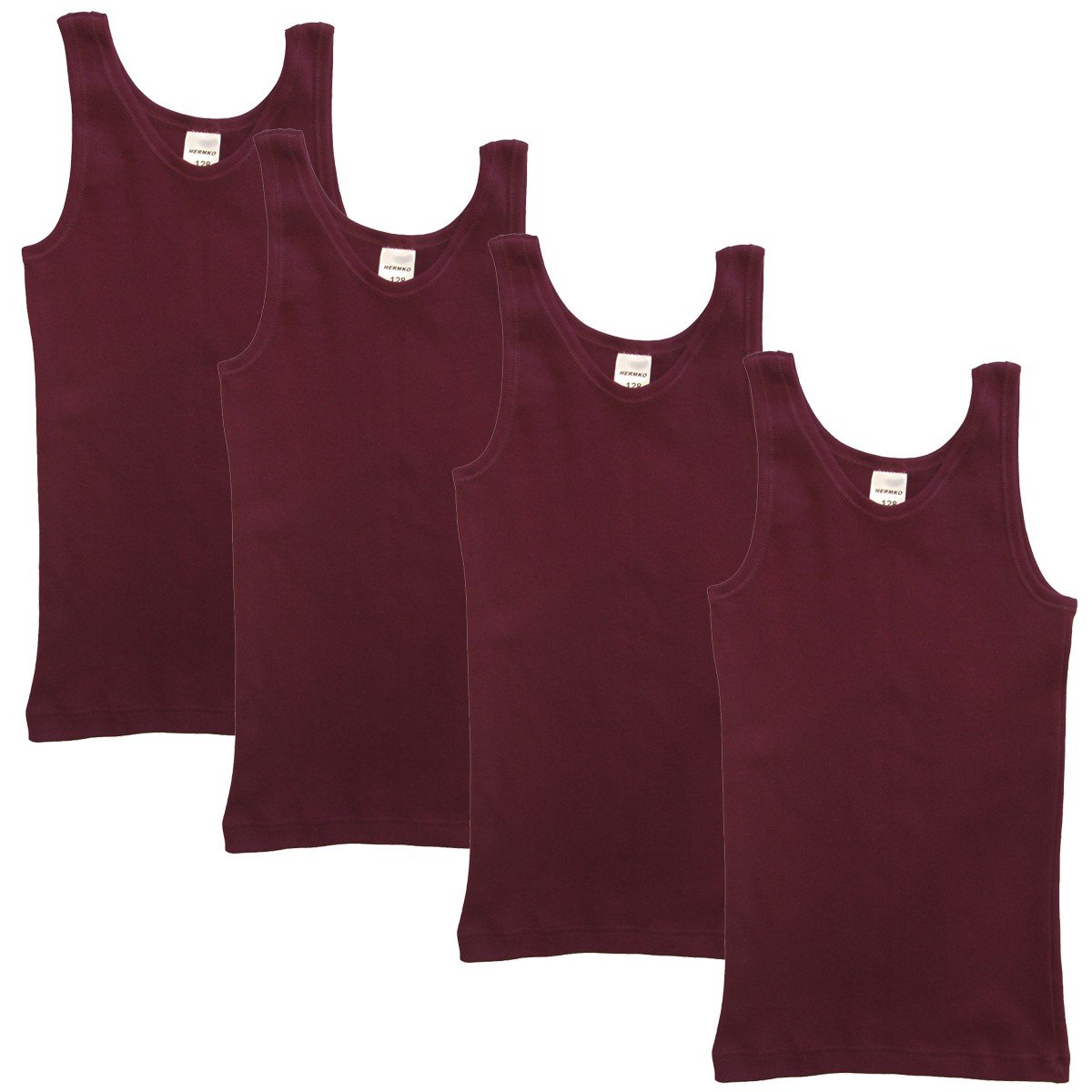 HERMKO 2000 4er Pack Mädchen Unterhemd aus 100% Bio-Baumwolle, Tank Top