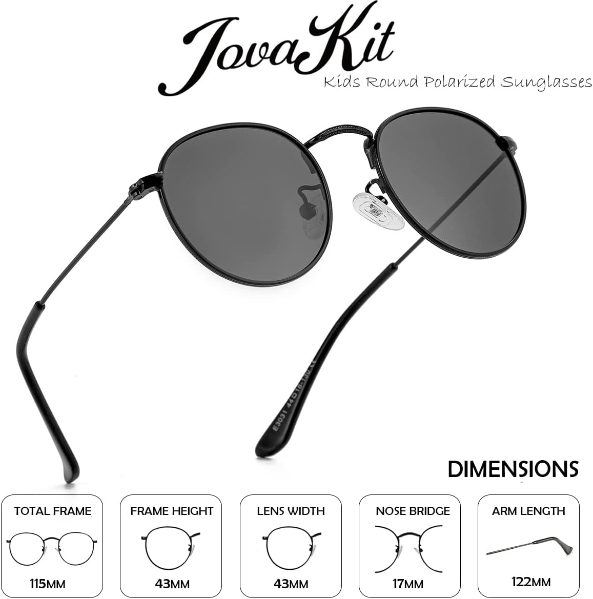 Kids Small Round Polarized Sunglasses for Baby Girls Boys Age 0-16, Three Sizes, Metal Frame 100% UV Protection - Image 4