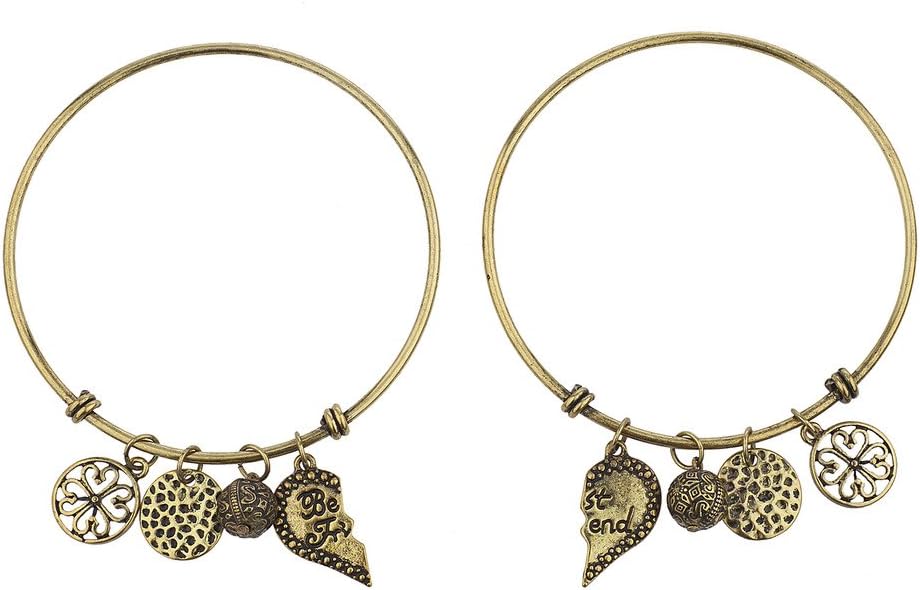 Lux Accessories Best Friends Forever BFF Charm Bracelet Set (2pc)