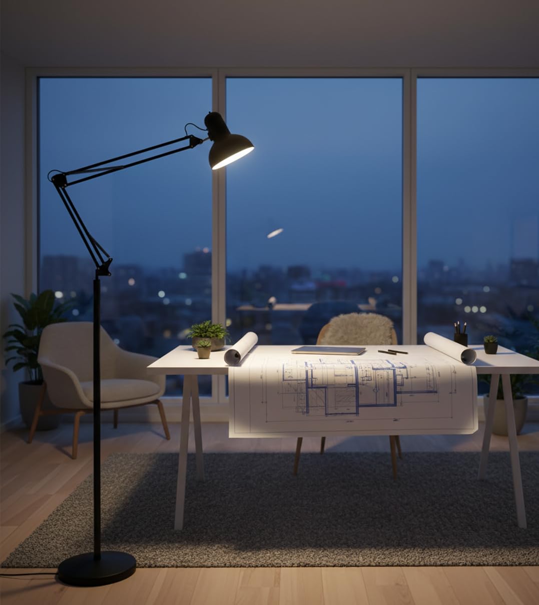 BEL AIR HOME - Lampada da Terra ANTIGONA Retro Vintage | Design Elegante e Flessibile | Compatibile E27 | Facile da Installare (NERO)