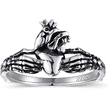Skull Claddagh Rings for Women, Halloween Irish Jewelry Gifts