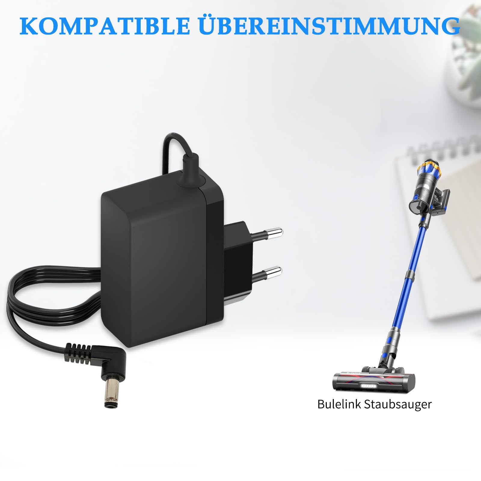 35V Ladegerät für Bulelink Staubsauger Kompatibel mit Bulelink Staubsauger 50000Pa 580W 70Min Netzteil Ladekabel 1,8 Meter