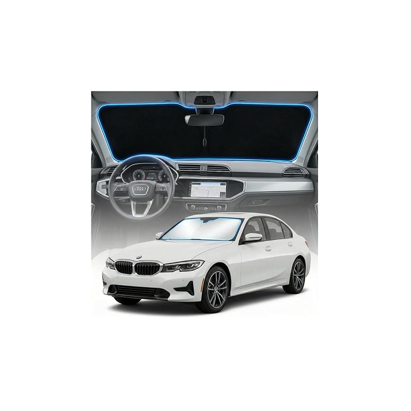 Protetor Solar para Para-brisa BMW Série 3 2019–2026 Dobrável com Acabamento Prateado GLSBRCAO