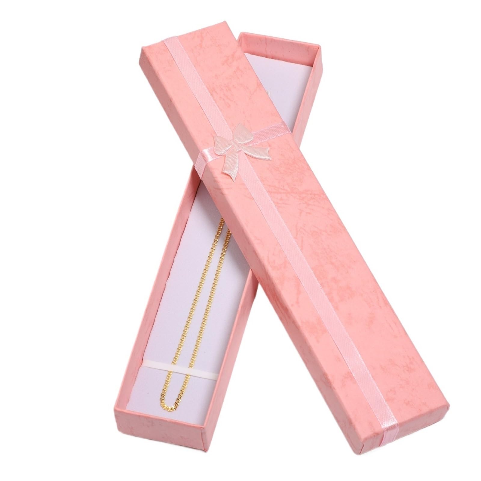Qvorlth Small Gift Boxes 12PCS Elegant Bowknot Jewelry Box Earring Necklace Storage Paper Display Gift(Pink 21x4x2cm)
