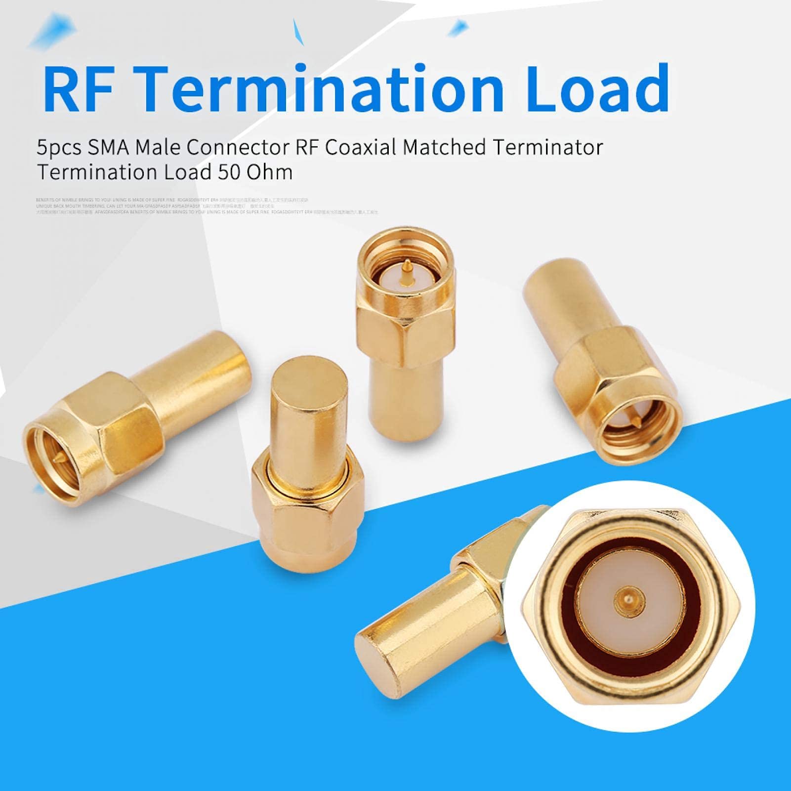 SMA Terminators, 5Pcs SMA Male Connector Coaxial Matched Terminator Termination Load 50 Ohm 2W, SMA Male Coaxial Load 50 ?, Used for Electrical Components Instruments