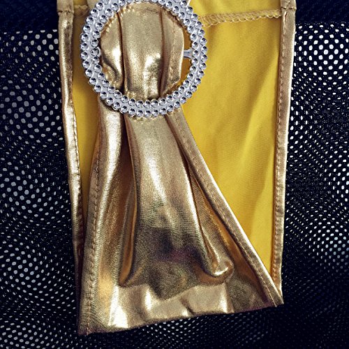 Ieventstar Spandex Chair Sash Cover Stretch Band With Buckle Slider Sashes Bow Hotel Wedding Banquet Decoration (50, Metallic Gold) #TOP2