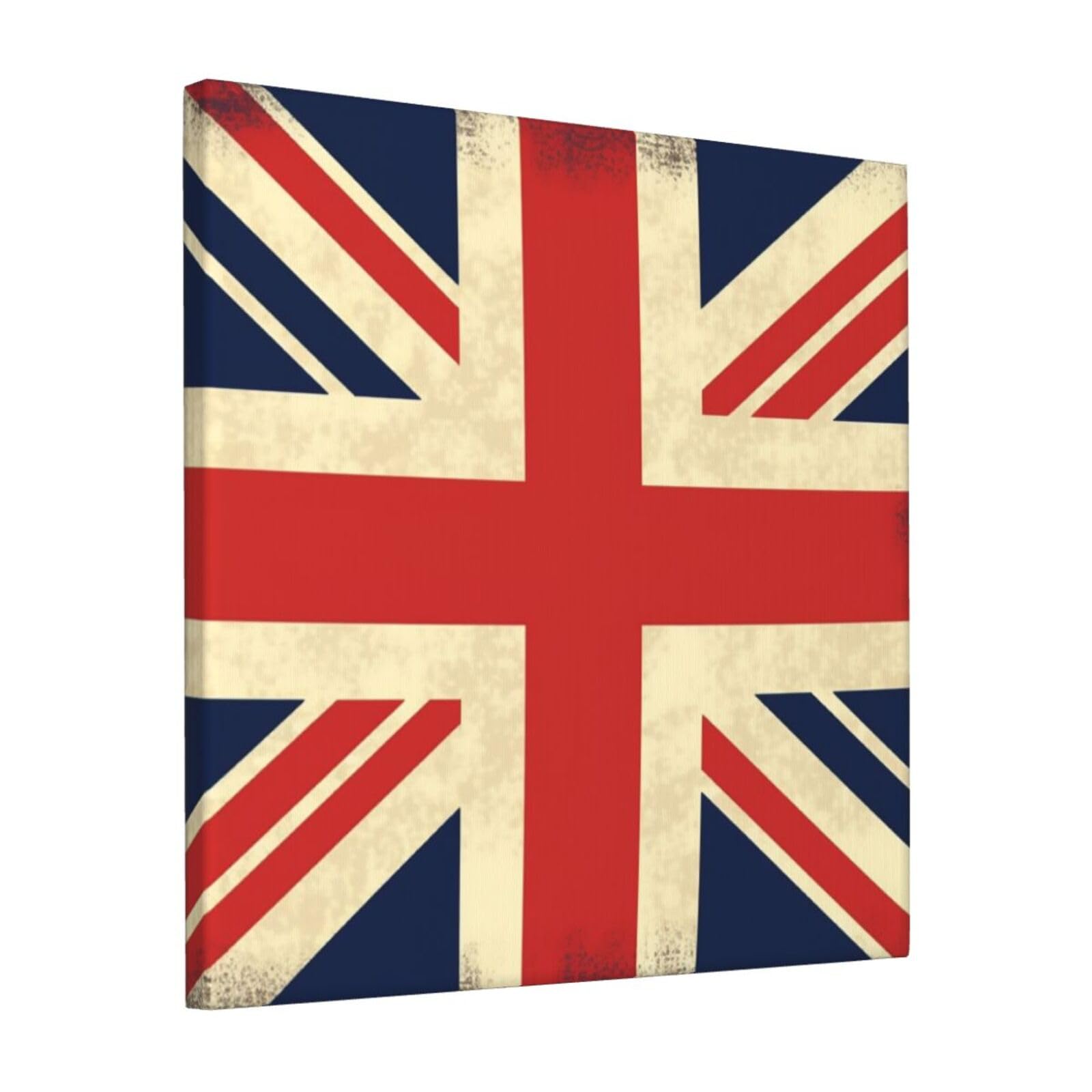 KLOPH UK Flag Canvas Wall Art for Living Room 12"x12" Modern Artwork Painting for Bathroom Hanging Canvas Prints Aesthetic Wallart for Bedroom Kitchen Office Wall Decor
