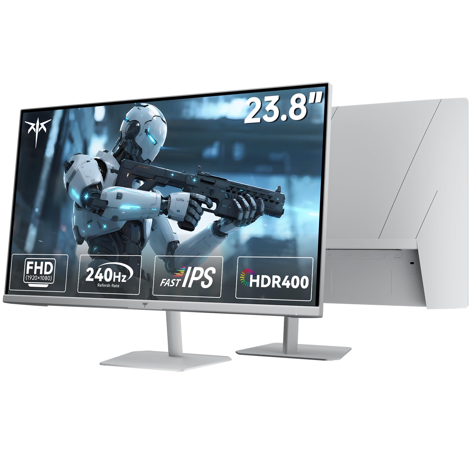 KTC Monitor Gaming 240Hz 24 Pulgadas | FHD@240Hz | Fast IPS Panel | Tiempo de Respuesta de 1 ms (MPRT) | Brillo de 400 CD/㎡, HDR400 | Adaptive Sync | 116% sRGB, 92% DCI-P3, ΔE＜2 | Blanco | H24F7