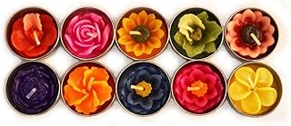 MangoNest Tea Light Candles - Set of 10 - Tropical Flower Candles - Assorted Colors