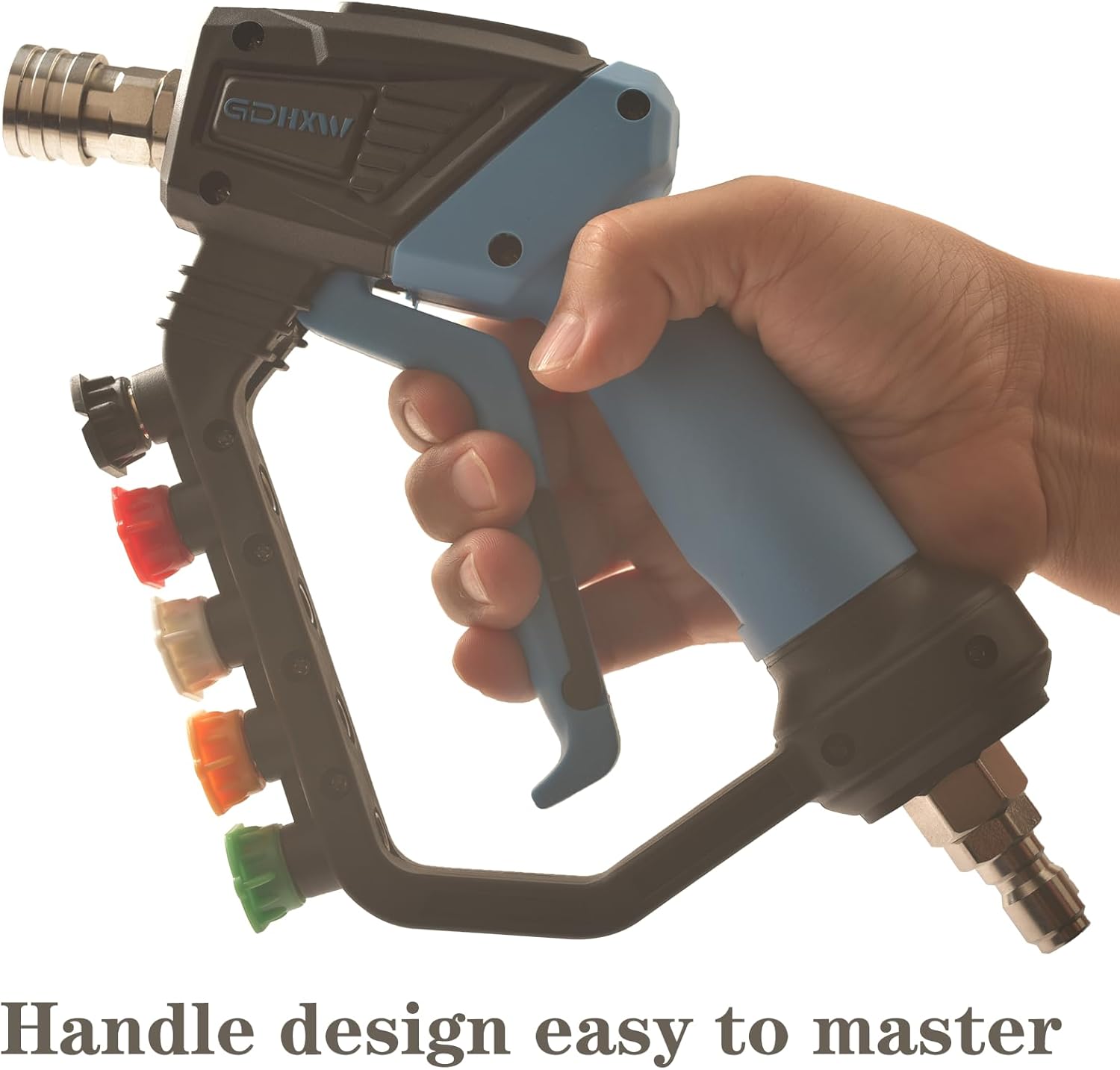 GDHXW Short High Power Pressure Washer Gun with Swivel, 5 Nozzle Loss Prevention Design 5000 PSI For Pressure Washer
