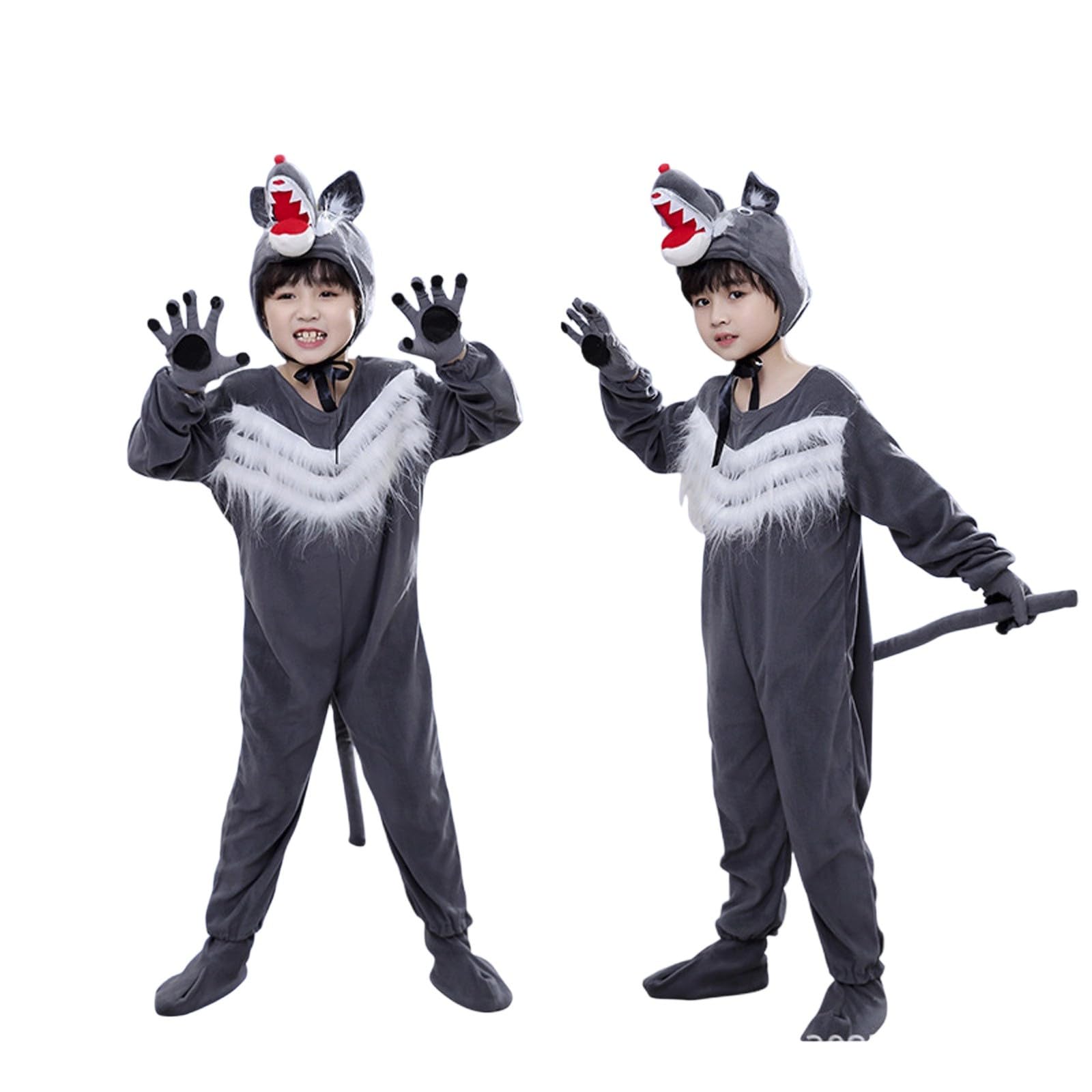 Generisch Combinaison de performance pour garçon - Costume de loup - Pour enfants - Spectacle de scène - Fête dansante - Printemps été - Décontracté - Confortable - Pour enfant