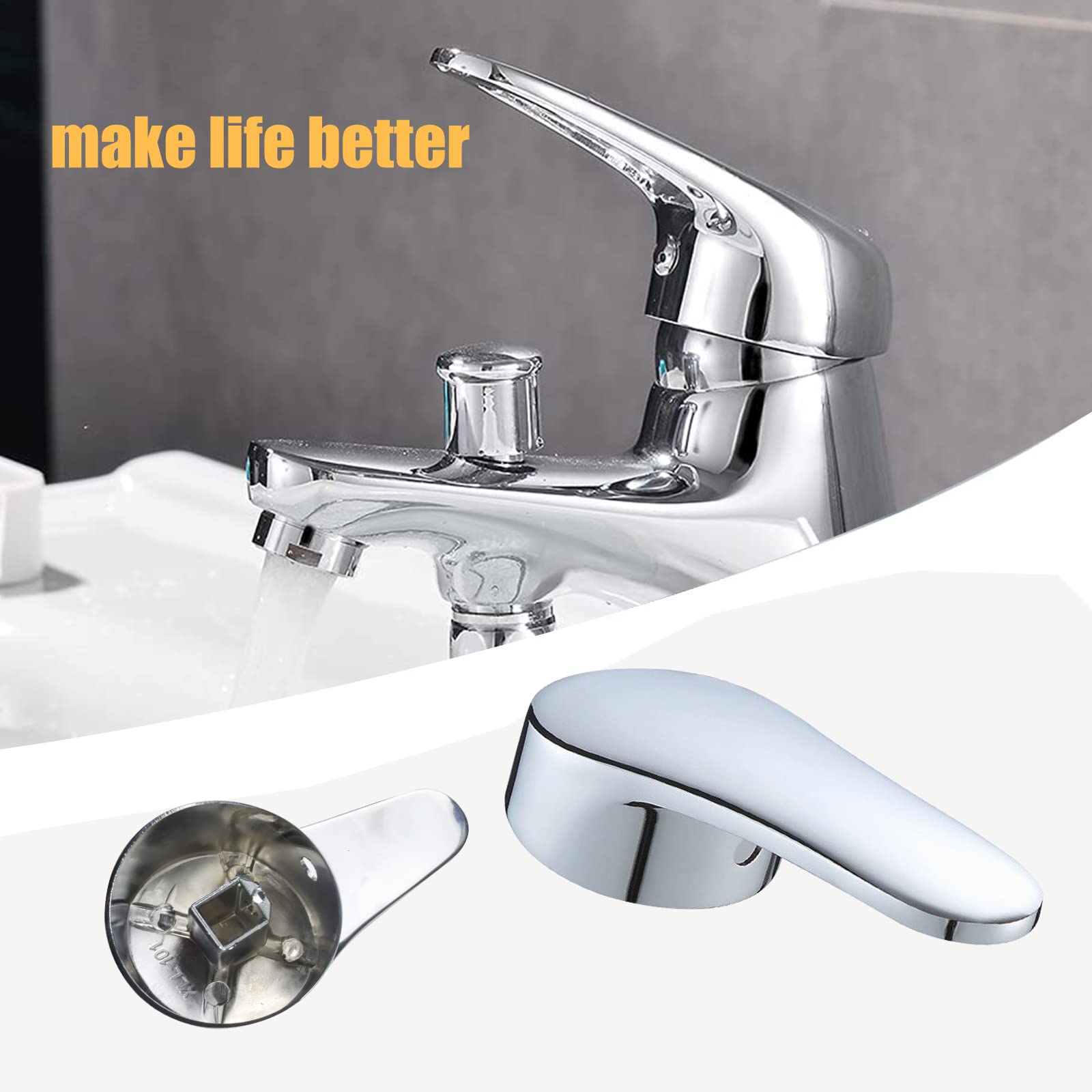 2 Stk Wasserhahn Griff, Hahn Ersatzteile Universal 40mm Kartusche | mit Knopf und Stellschraube für Küche Bad Wassertemperatur und Wasserdurchfluss Einstellen