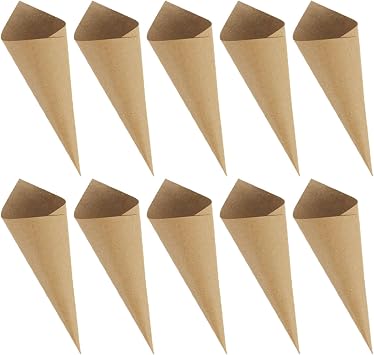 60pcs Wedding Paper Petal Cones for Confetti Crafting and Flower Holders Blank Kraft Paper Tapers for DIY Decoration Party and Vintage Wedding Supplies