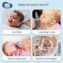 Kids Station 11 in 1 Grooming Kit for New Born Baby - Baby Comb, Baby Hair Brush, Toothbrush, Dropper, Thermometer, Nail Filer, Scissor, Ear Pick, Nasal Aspirator, Feeding Tube, and Nail Cutter - Kids Accessories Set for Infants - Ideal for Travelling & Home Use - (Blue) gallery image