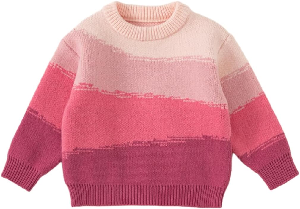 Meufam Kids Boys Girls Crew Neck Knit Sweater, Toddler Casual Long Sleeve Pullover for Fall Winter