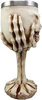Vista 2 de Ebros Gift Osario Esqueleto agarrando garra de mano edificante cráneo cráneo copa de vino Copa de cáliz 6 oz Beverage Serveware Drinkware Halloween