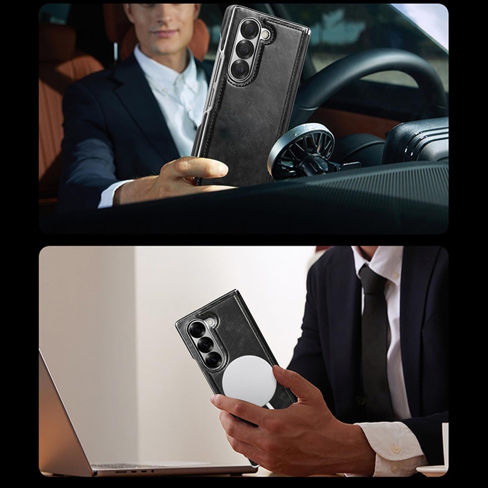 Etui do Samsung Galaxy Z Fold 7, skórzane etui do ładowania bezprzewodowego
