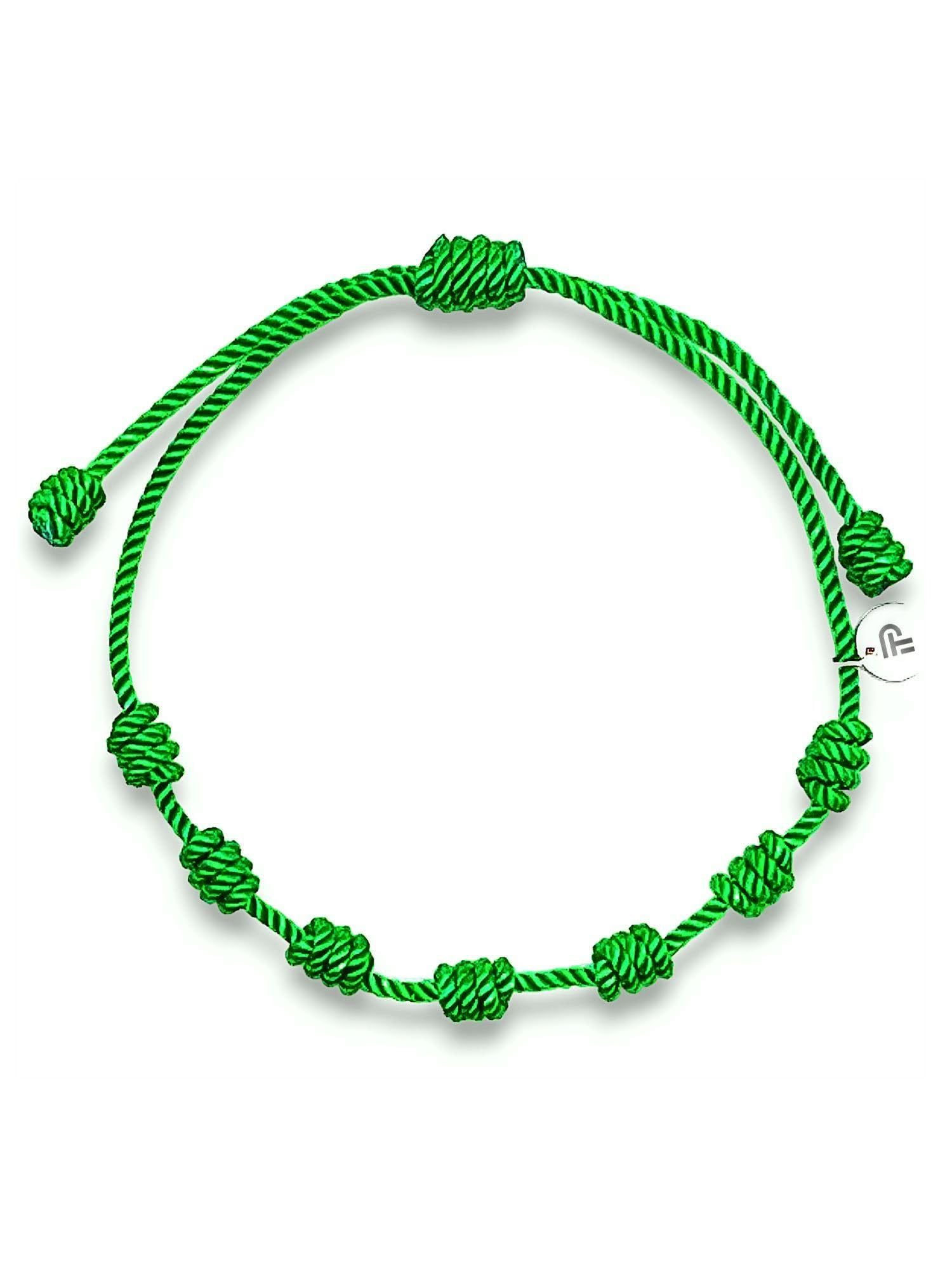 Pulsera siete nudos roja original - Contra el mal de ojo - Hilo rojo protección energía negativa - Amuleto para la buena suerte - Prosperidad familia amigos parejas (8 colores)