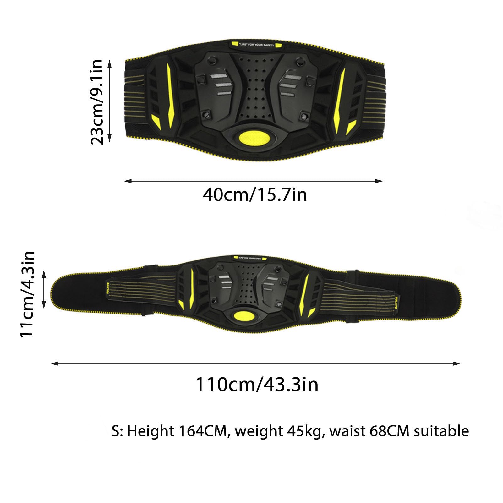 Klanata Impact Resistant Motocross Kidney Belt, Protective Back Support for Off Road Riding, 80x100cm 31.5x39.4in with Adjustable Fit (Small Size)