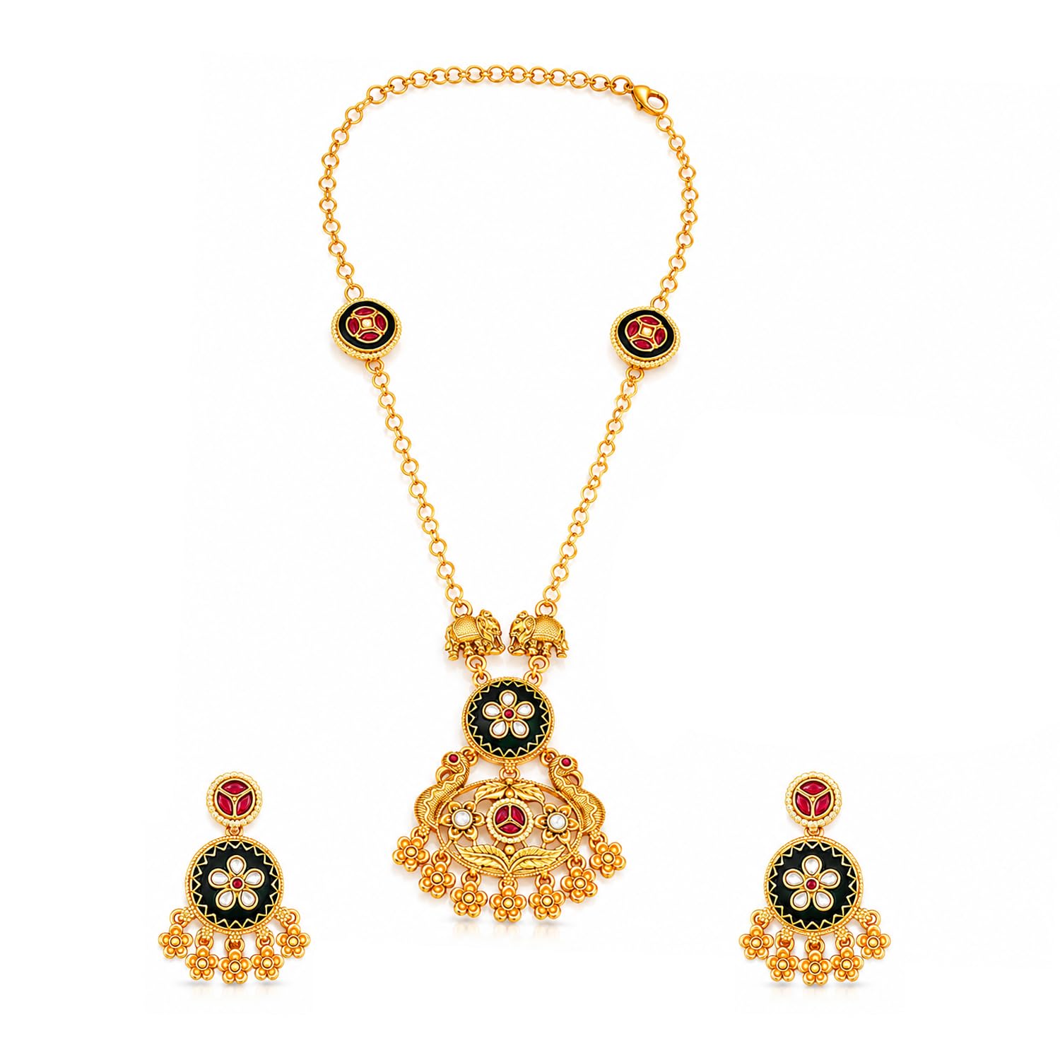 rubans Gold Plated Pendant Necklace Set Traditional Festive Statement Jewellery Gift for Women & Girls-picture-8