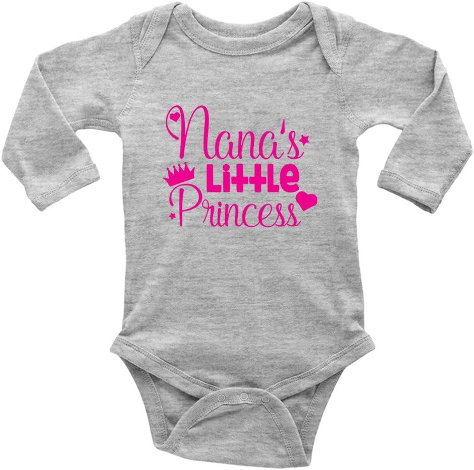 Nana's Little Princess Girls Pink Cute Long Sleeve Bodysuit Girl boy Infant Toddler Baby Clothes Creeper