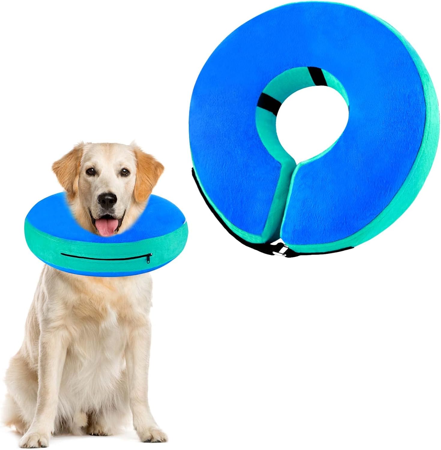 Dog Cone, FWLWTWSS Inflatable Dog Collar for After Surgery, Soft Comfy