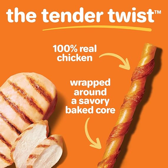 Oinkies Tender Twists RawhideFree Dog Chews, 36 Count