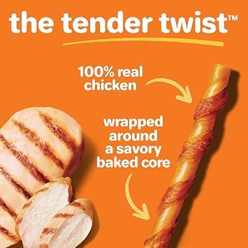 Oinkies Tender Twists RawhideFree Dog Chews, 36 Count