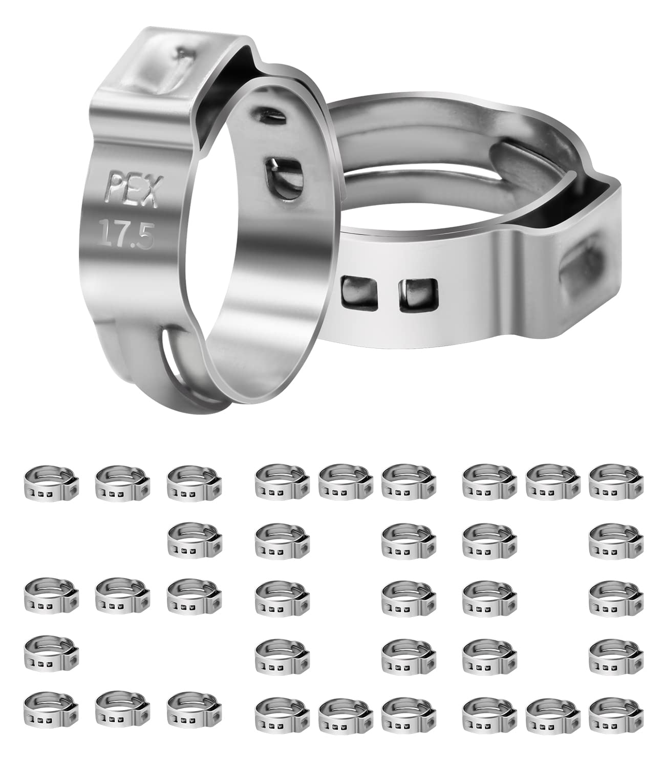 200 Pack 1/2" PEX Cinch Clamps, Stainless Steel Single Ear Hose Clamps